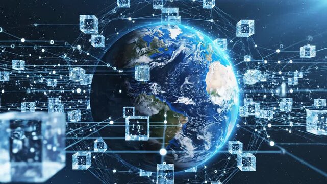 Global network connections with earth and data cubes in space