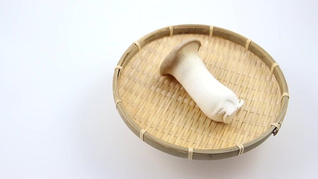 シンプルに一本のエリンギが回る様子