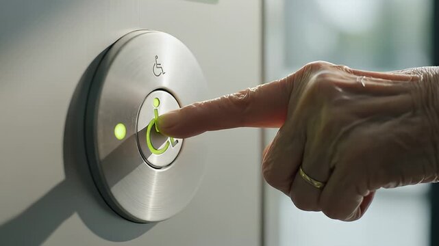 Accessible Elevator Button Press for Disabled Individuals.