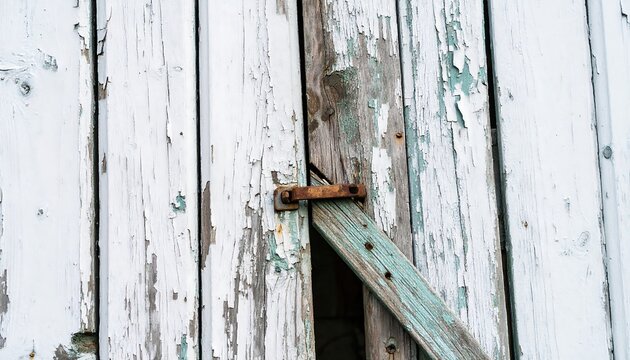 Rusty Hinge on Old Wooden Door.