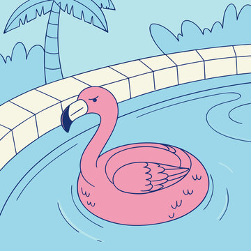 Flamingo float in pool