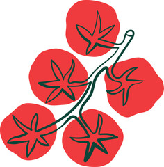 Red cherry tomatoes on branch minimalist vector illustration © Md