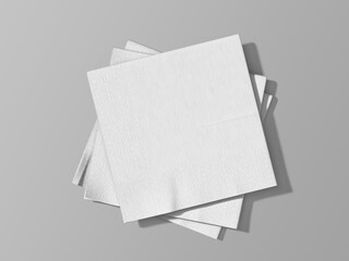 White Blank Sheet of Paper Mockup for Tissue Cocktail Napkin 3D Rendering