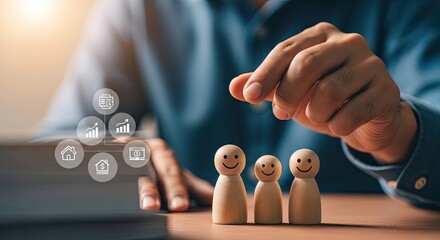 Businessman selecting a leader for a group of people