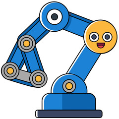 A friendly robot with a smiling face and a mechanical arm Vector