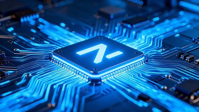 Circuit board with glowing chip