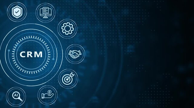 Futuristic digital interface with glowing blue concentric circles and data points on a dark blue background representing technology and information flow