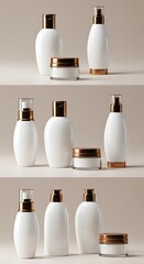 Elegant White & Gold Cosmetic Packaging Mockup