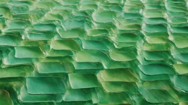 Overlapping translucent emerald green shapes creating a textured, rippling surface