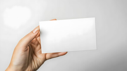 Obraz premium Closeup of a hand holding a blank business card.