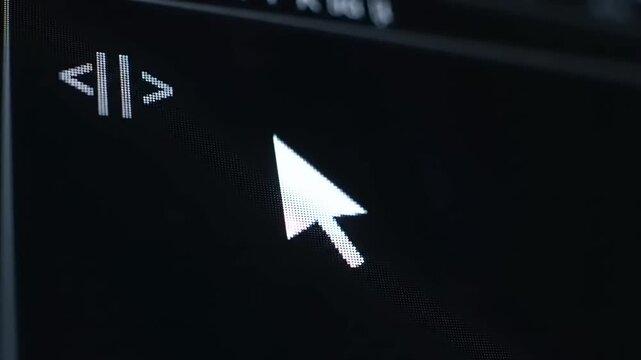 White Cursor Moving Towards Code Symbols.