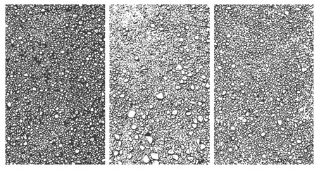 Fototapeta premium Three Vector Gravel Textures Distressed Gritty Background Overlays Monochrome Set
