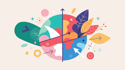 Vibrant split composition vector illustration featuring dynamic elements, perfect for adding a modern touch to your projects.