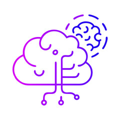 Abstract illustration of a brain with neural connections and a cloud. Vector