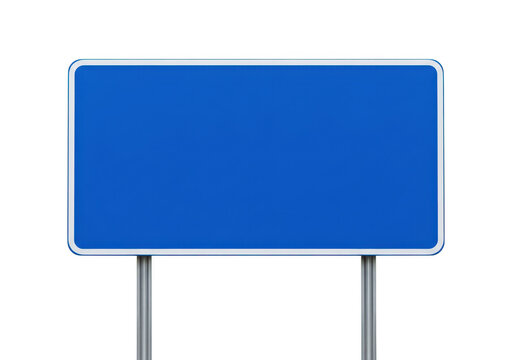 Blue rectangular road sign isolated on transparent background