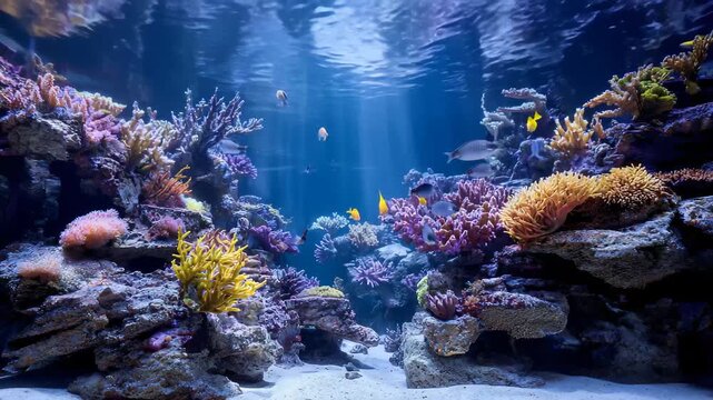 Beautiful saltwater aquarium, A stunning saltwater aquarium featuring diverse marine life