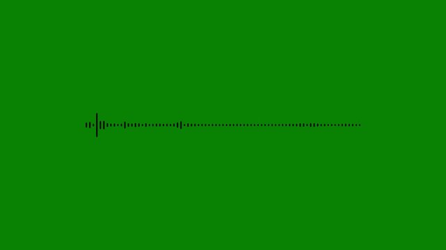  Minimalist black audio waveform spectrum animation on green background. digital sound wave visualization for music studio, radio frequency, and voice record. clean audio visualizer with seamless loop
