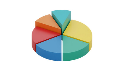 Fototapeta premium A colorful pie chart divided into five sections with different colors
