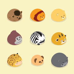 Meringue Animal Set Cute Cartoon Dessert Collection - Safari