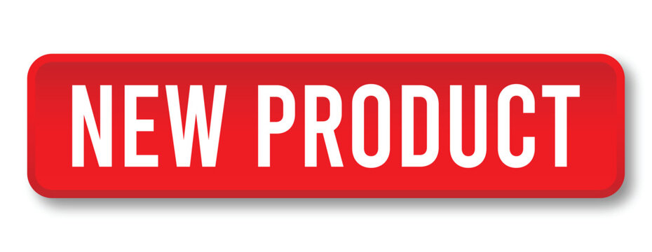New Product button with red 3D style for ecommerce launch, item promotion and UI vector