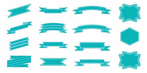 Obraz premium Collection of teal ribbons and banners in various shapes and styles