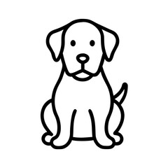 A charming illustration of a sitting dog with a wagging tail and floppy ears. Vector