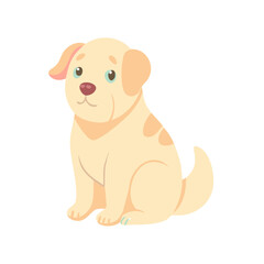 A cute and playful puppy sitting with a wagging tail and big eyes Vector