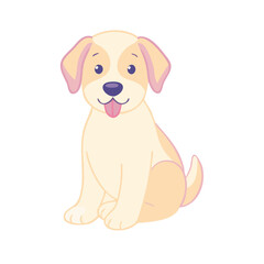 Adorable puppy with floppy ears and a wagging tail sitting on the floor Vector