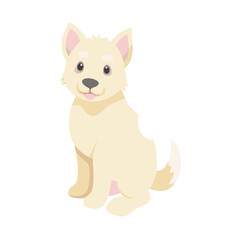 A cute and fluffy puppy sitting on the ground with a playful expression Vector