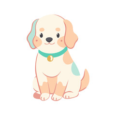 A charming cartoon puppy with a blue and yellow patch on its side Vector