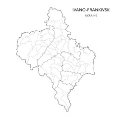 Fototapeta premium Vector Map of Ivano-Frankivsk Oblast with Administrative Subdivisions of Raions (Districts) and Hromadas (Communities) of Ivano-Frankivsk - Ukraine 2026