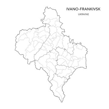 Vector Map of Ivano-Frankivsk Oblast with Administrative Subdivisions of Raions (Districts) and Hromadas (Communities) of Ivano-Frankivsk - Ukraine 2026