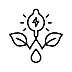 A stylized icon of a plant with a light bulb and a droplet of water Vector