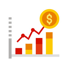 Graph showing the rise in financial growth with a dollar sign icon Vector