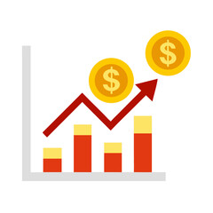 Graph illustrating the upward trend of financial growth with dollar signs Vector