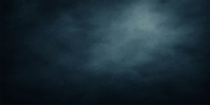 Dark blue grunge background with smoke and clouds under a stormy night sky featuring a textured moonlit fog and subtle motion
