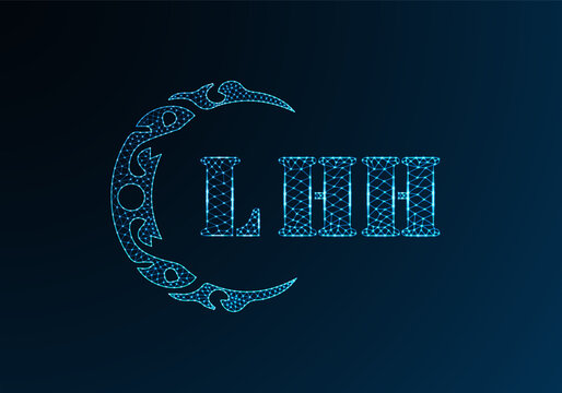 Low poly letter logo LHH design. LHH letter logo low poly vector design on blue color gradient background. LHH logo low poly design