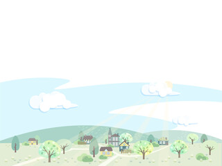 新緑の風景イラスト