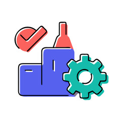 Obraz premium A vibrant illustration of a magnet, a bottle, and a gear representing technology and innovation Vector