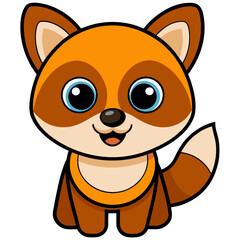 Obraz premium A cute cartoon fox with a bushy tail and large ears sitting on the ground Vector