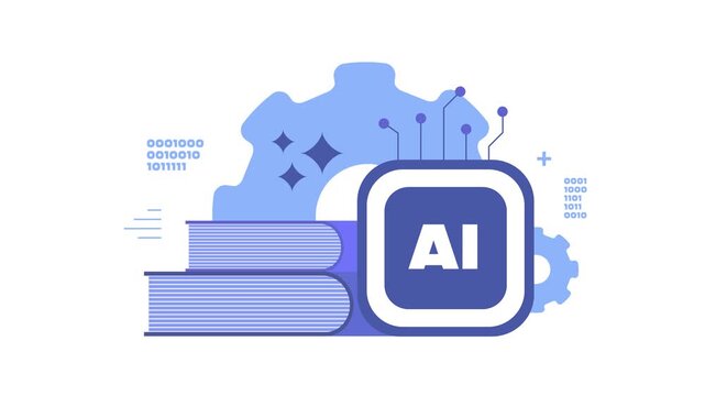 AI learning agents power adaptive intelligence systems training autonomous models for decision optimization research education. AI automation 2D motion graphic seamless loop 2026 ai agent trends clip