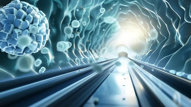 Microscopic Journey Through Abstract Biological Pathway