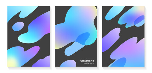 Abstract Fluid Gradient Background Set with Blue and Purple Shapes
