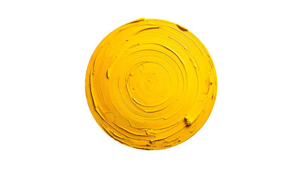 Vivid yellow textured paint circle on black background, showcasing thick brushstrokes