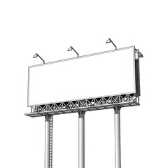 Obraz premium Blank billboard with three advertising panels isolated on transparent background