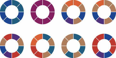 Obraz premium An arrangement of colorful ring shaped graphic elements on a white background