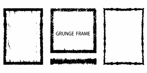 Obraz premium Three black grunge frames with rough edges are displayed against a white background
