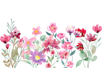 Flower watercolor frame for wedding, birthday, card, background, invitation, wallpaper, sticker, decoration etc.
