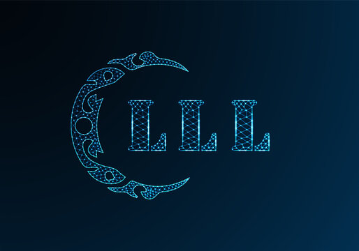 Low poly letter logo LLL design. LLL letter logo low poly vector design on blue color gradient background. LLL logo low poly design