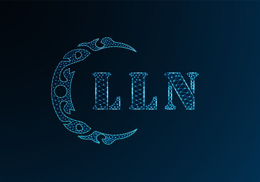 Low poly letter logo LLN design. LLN letter logo low poly vector design on blue color gradient background. LLN logo low poly design